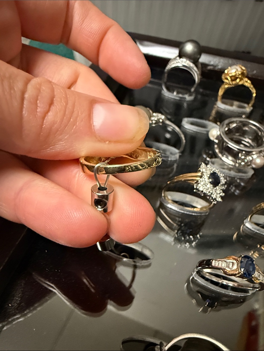 Yellow Gold Sapphire and Diamond Accent Women's Ring - size 7 - Picture 4 of 4